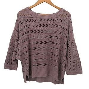 Sonoma Goods for Life Sweater Open Weave Knit Dolman Sleeve Boho Purple XL